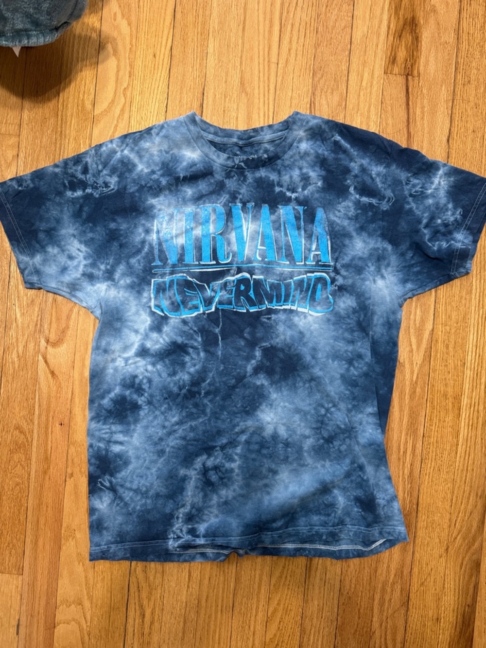 NIRVANA blue tie-dye logo tee